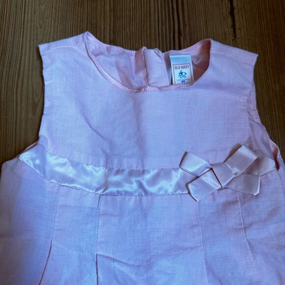 Old Navy pink linen bow fit flare midi dress SIZE 5T - Picture 3 of 4
